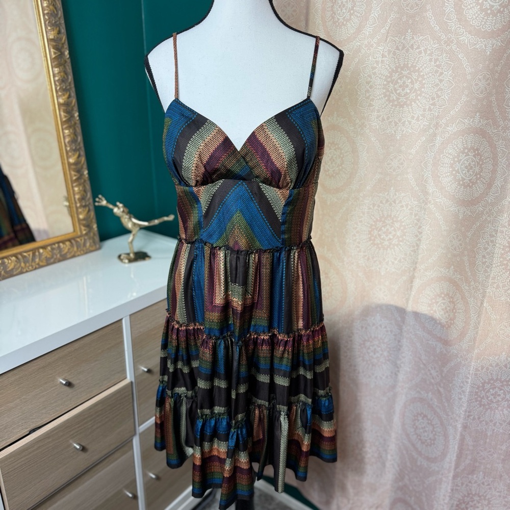 Rampage Multicolor Chevron Mini Dress Y2K Boho Size Large